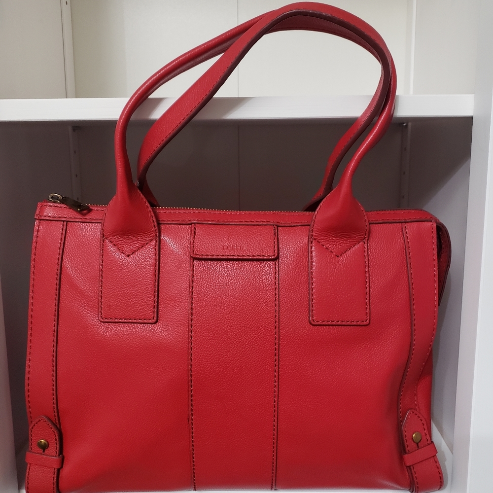 Red leather Fossil bag